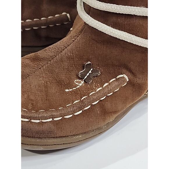 Carter’s Melissa Lace Tall Brown Moccasin Boots Floral Fur Trim Youth Size 9M - Picture 4 of 9